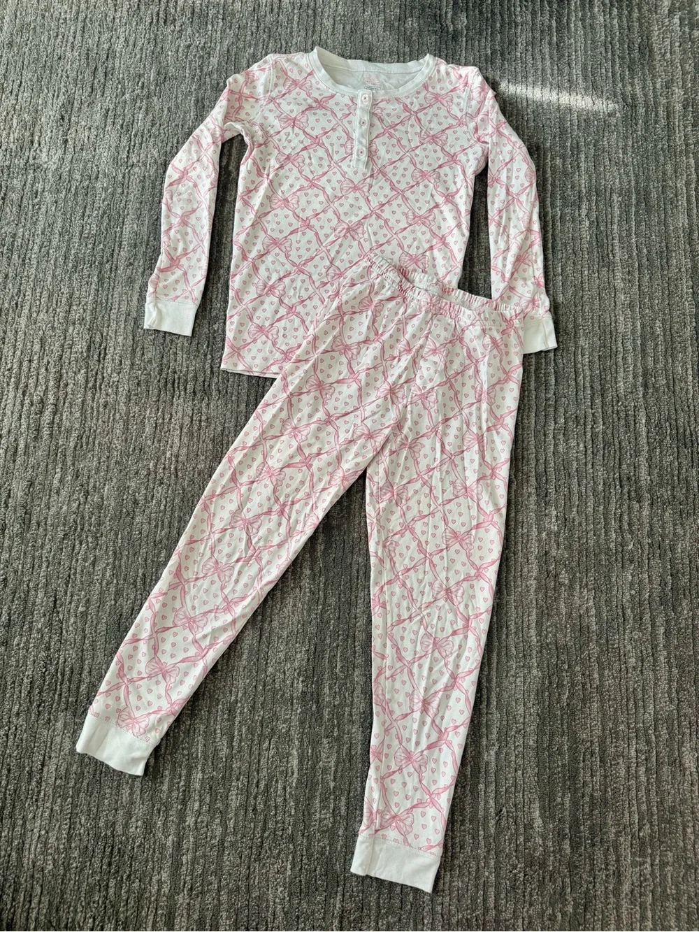 RARE LoveShackFancy x Roller Rabbit Baby Bow Hearts Pajama Set - Size 12